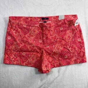 NWT Gap 14 Red Paisley Low Rise‎ Shorts Casual Summer Boho Preppy Vaca Travel